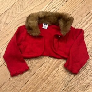 Janie & Jack size 3-6 months girls cardigan with fur neck